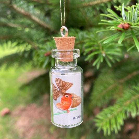 Robin Postage Stamps in Miniature Bottles (Set of 3, 1966)