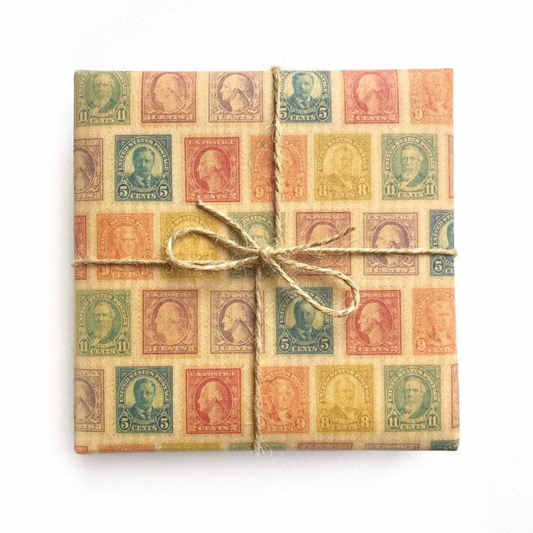 Postage Stamp Wrapping Paper