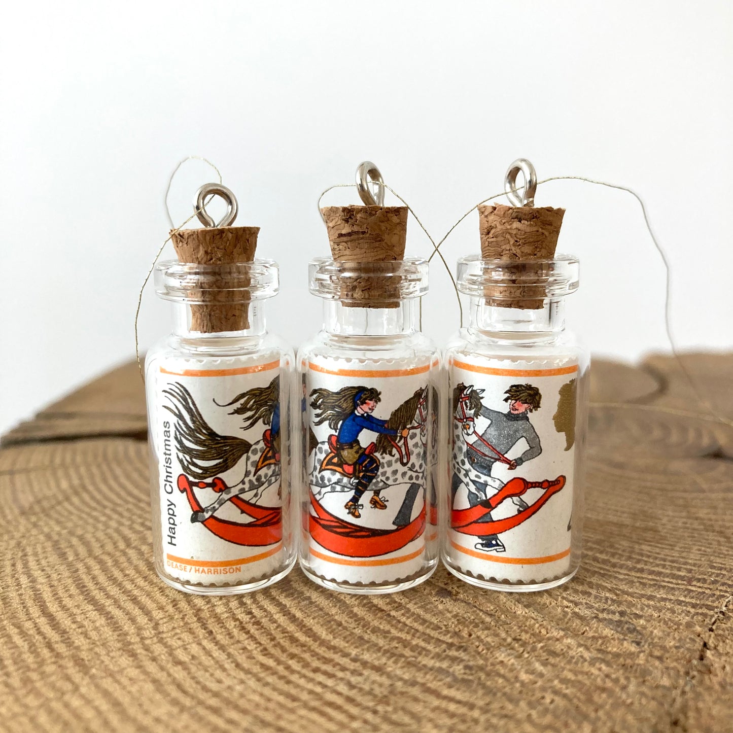 Christmas postage stamp bottles (1968, Set of 3)