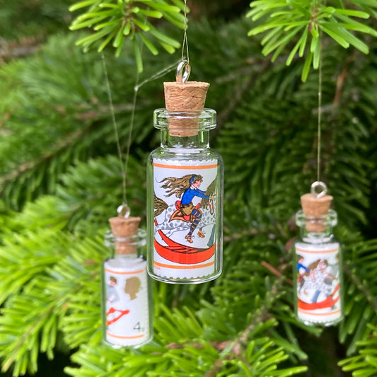 Christmas postage stamp bottles (1968, Set of 3)