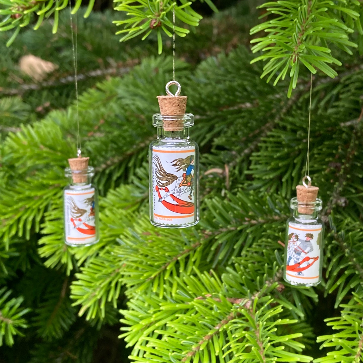 Christmas postage stamp bottles (1968, Set of 3)