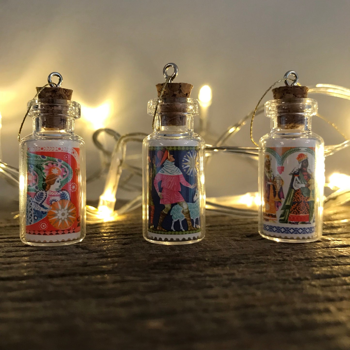 Christmas Postage Stamps in Miniature Bottles (1969, Set of 3)